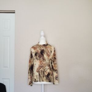 St John Sport Leopard Print Long Sleeve Top